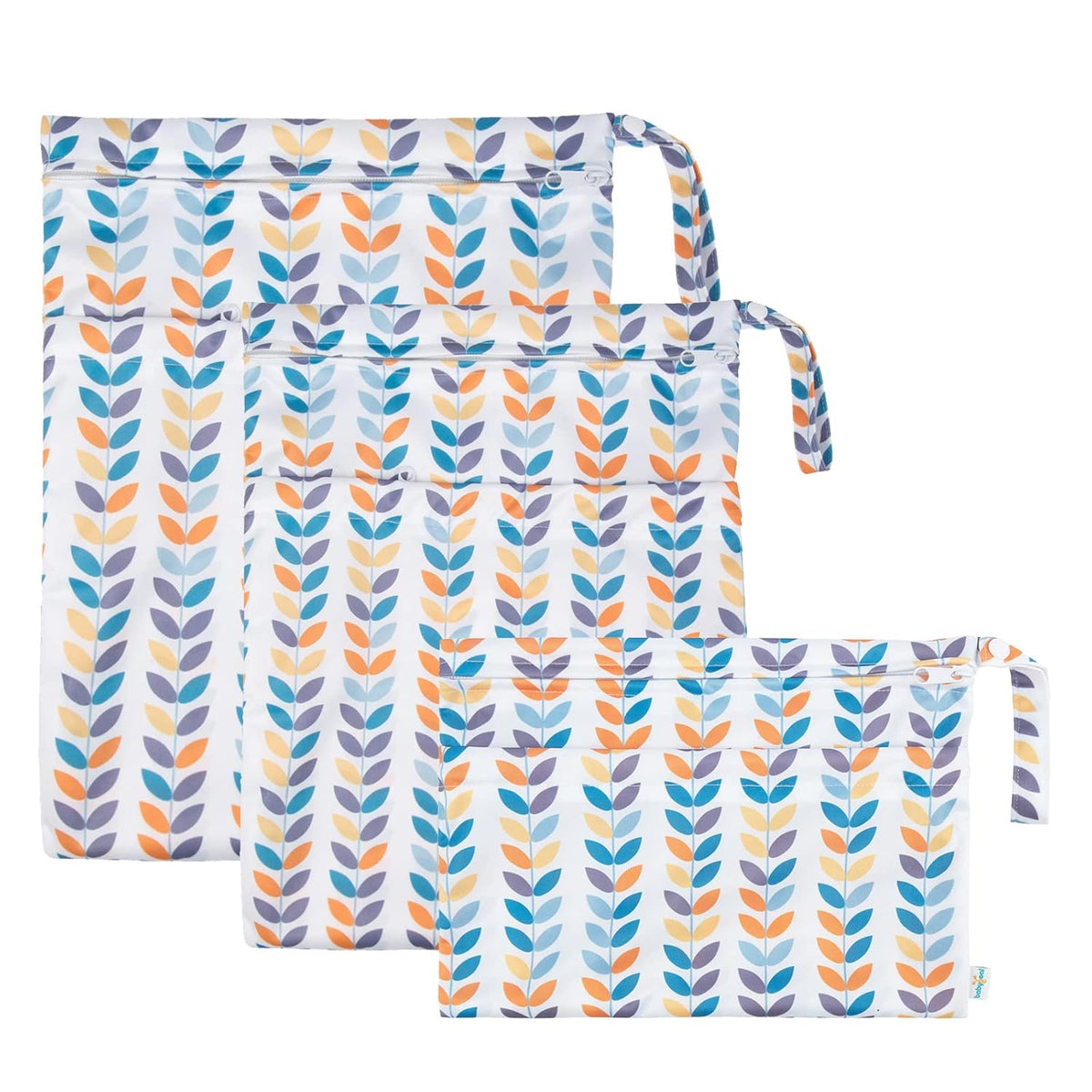 Wet Dry Bags 3 Pack, Waterproof Reusable Travel Bags for Swimsuits, Baby Cloth Diapers, Beach, Pool, Gym Bag & Wet Clothes with 2 Pockets L-BWG - Colors A