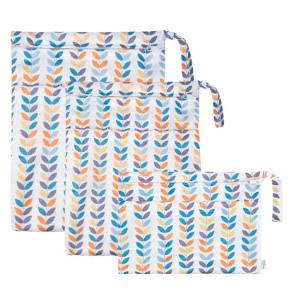 Wet Dry Bags 3 Pack, Waterproof Reusable Travel Bags for Swimsuits, Baby Cloth Diapers, Beach, Pool, Gym Bag & Wet Clothes with 2 Pockets L-BWG - Colors A