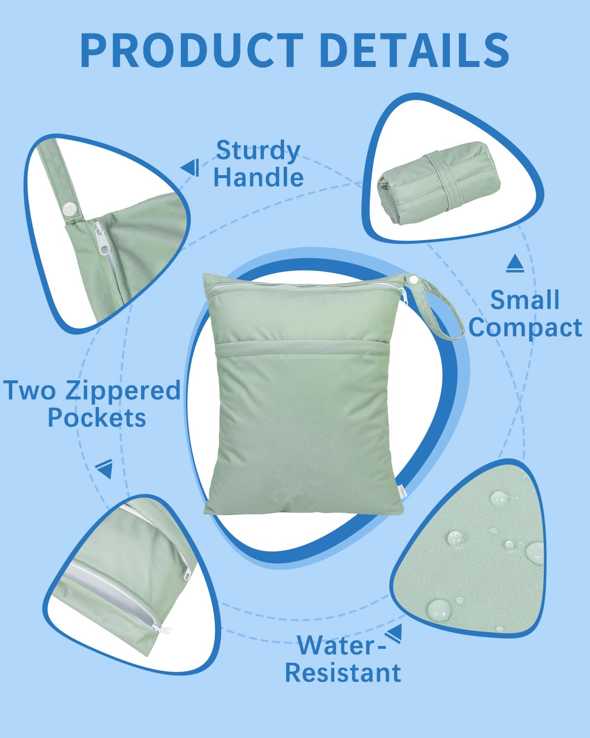 Wet Dry Bags 3 Pack, Waterproof Reusable Travel Bags for Swimsuits, Baby Cloth Diapers, Beach, Pool, Gym Bag & Wet Clothes with 2 Pockets L-BWG - Colors A