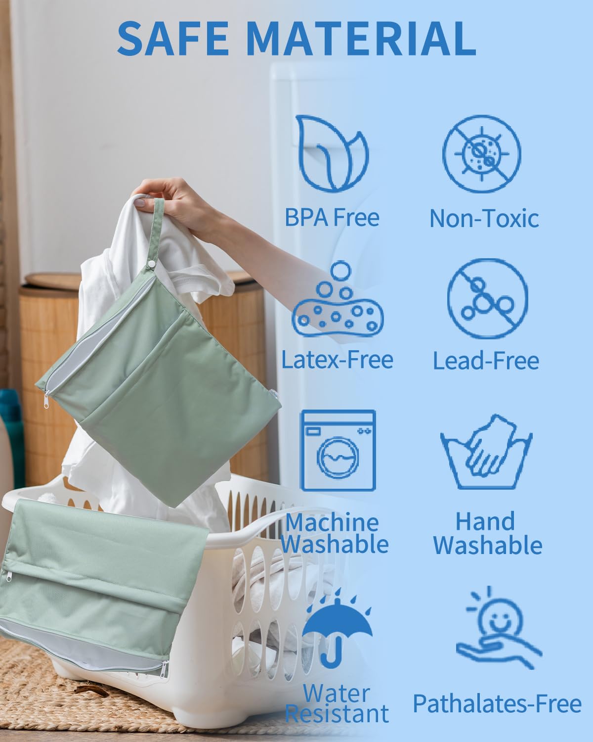 Wet Dry Bags 3 Pack, Waterproof Reusable Travel Bags for Swimsuits, Baby Cloth Diapers, Beach, Pool, Gym Bag & Wet Clothes with 2 Pockets L-BWG - Colors A