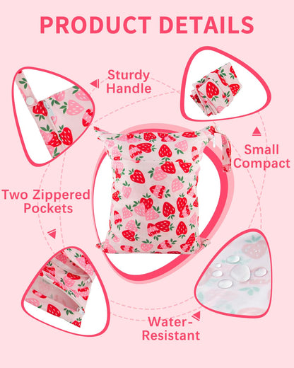 Wet Dry Bags 3 Pack, Waterproof Reusable Travel Bags for Swimsuits, Baby Cloth Diapers, Beach, Pool, Gym Bag & Wet Clothes with 2 Pockets L-BWG - Colors A