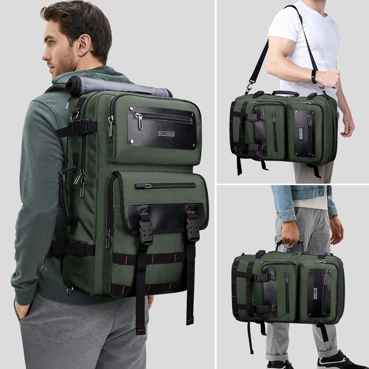 Travel Backpack for Men Duffle Bags Fits 17 Inch Laptop | Nylon Water-resistant 3-in-1 Carry on Backpack Airline Approved, Large Convertible Overnight Rucksack, B685 Silvery Grey