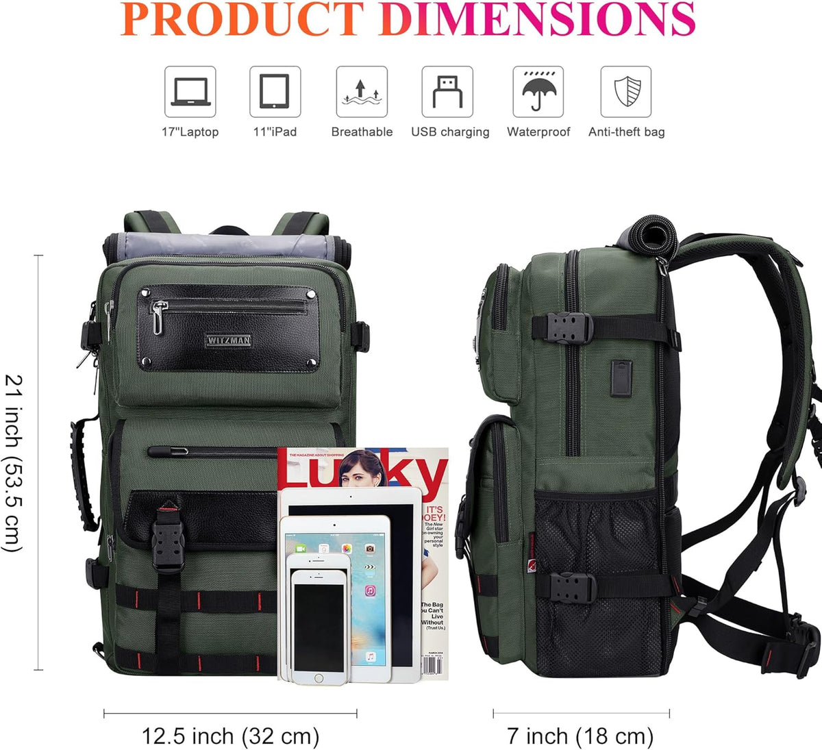 Travel Backpack for Men Duffle Bags Fits 17 Inch Laptop | Nylon Water-resistant 3-in-1 Carry on Backpack Airline Approved, Large Convertible Overnight Rucksack, B685 Silvery Grey