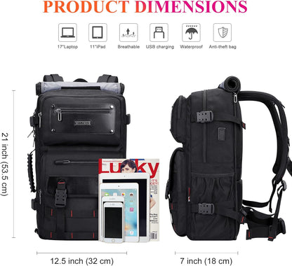 Travel Backpack for Men Duffle Bags Fits 17 Inch Laptop | Nylon Water-resistant 3-in-1 Carry on Backpack Airline Approved, Large Convertible Overnight Rucksack, B685 Silvery Grey