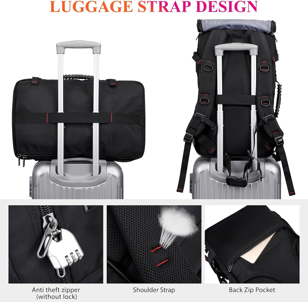 Travel Backpack for Men Duffle Bags Fits 17 Inch Laptop | Nylon Water-resistant 3-in-1 Carry on Backpack Airline Approved, Large Convertible Overnight Rucksack, B685 Silvery Grey