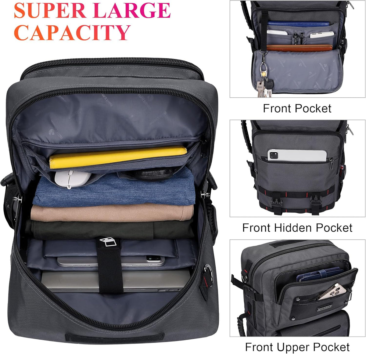 Travel Backpack for Men Duffle Bags Fits 17 Inch Laptop | Nylon Water-resistant 3-in-1 Carry on Backpack Airline Approved, Large Convertible Overnight Rucksack, B685 Silvery Grey