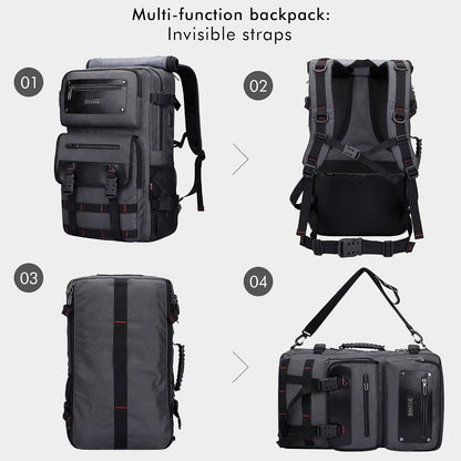 Travel Backpack for Men Duffle Bags Fits 17 Inch Laptop | Nylon Water-resistant 3-in-1 Carry on Backpack Airline Approved, Large Convertible Overnight Rucksack, B685 Silvery Grey