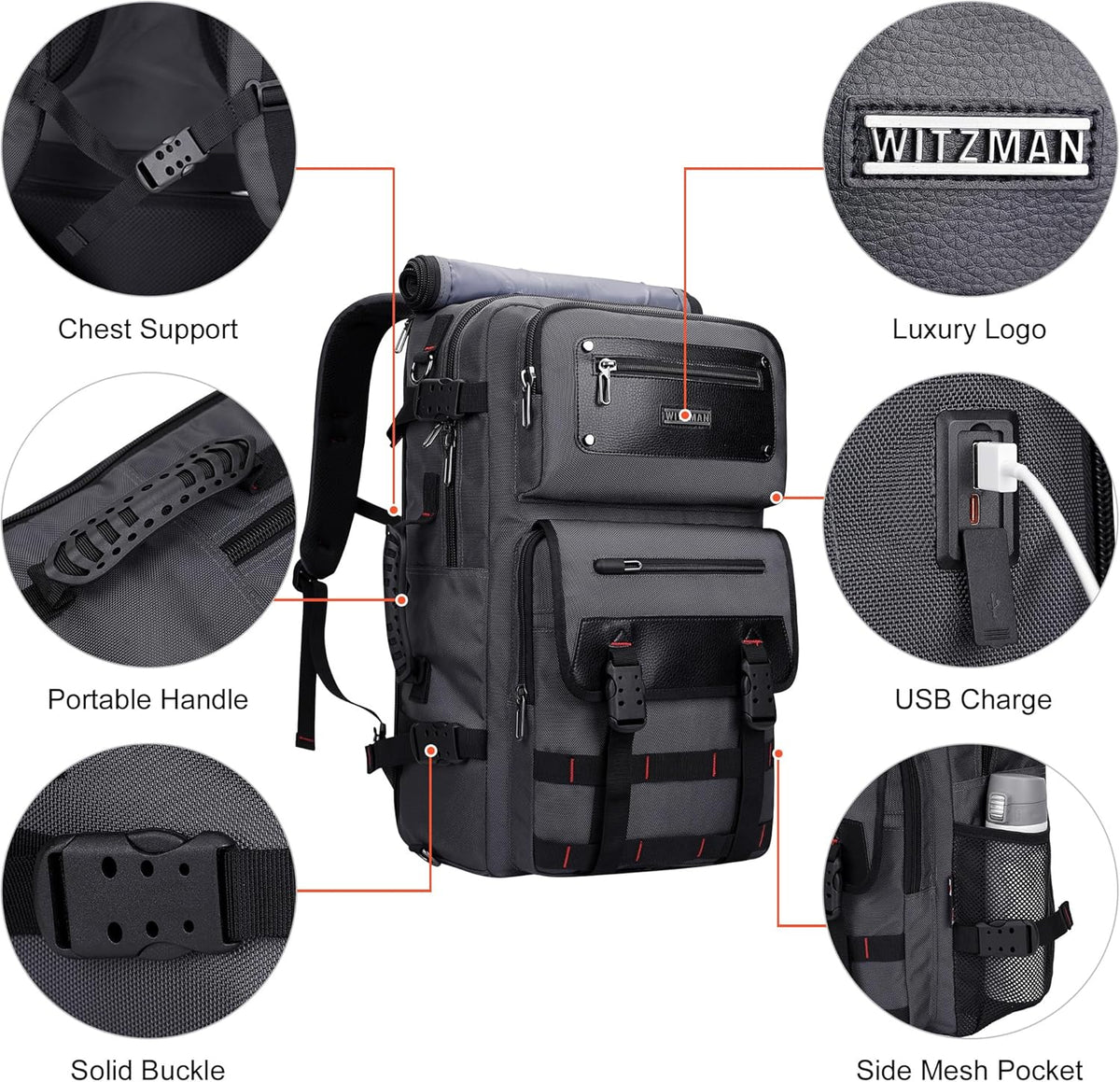 Travel Backpack for Men Duffle Bags Fits 17 Inch Laptop | Nylon Water-resistant 3-in-1 Carry on Backpack Airline Approved, Large Convertible Overnight Rucksack, B685 Silvery Grey