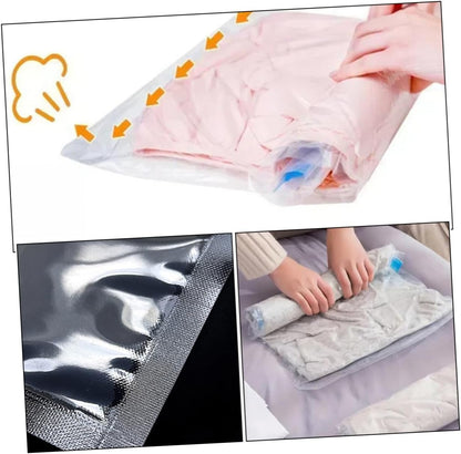 12pcs Reusable Roll up Compression Bags for Travel Luggage, Pa+pe Airtight Space Saver Storage Bags 35x50cm 40x60cm, Hand Roll Cloth Storage for Clothes and Bedding