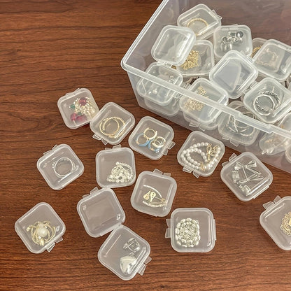 40Pcs Mini Jewelry Storage Containers, 1.37 x 1.37 x 0.7 Inches,Clear Plastic Cases for Pearl Bracelets and Small Accessories (40)