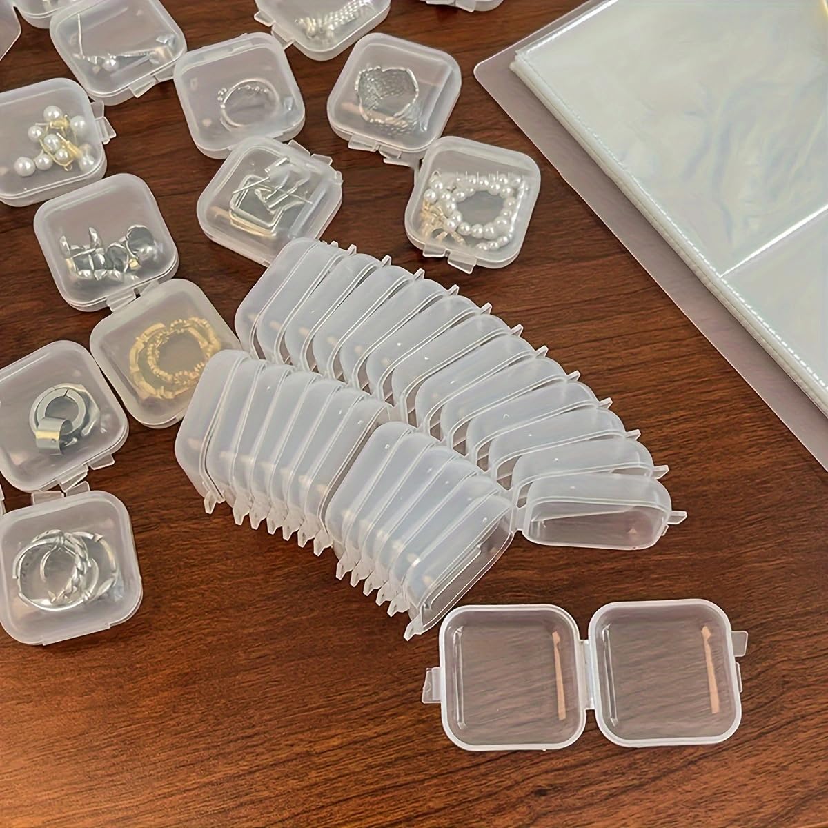 40Pcs Mini Jewelry Storage Containers, 1.37 x 1.37 x 0.7 Inches,Clear Plastic Cases for Pearl Bracelets and Small Accessories (40)