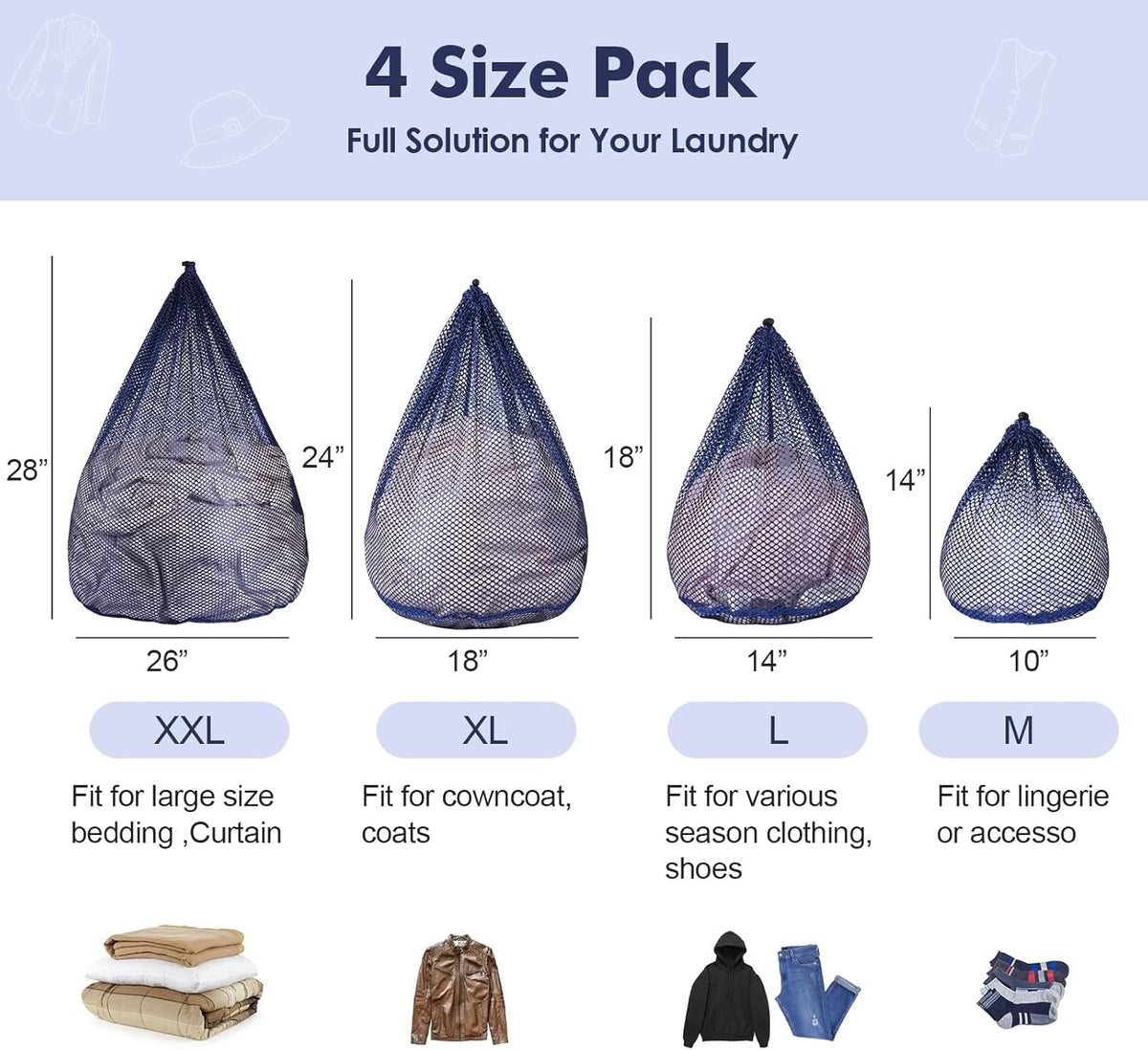 Mesh Laundry Bags Washing Machine Mesh Wash Bags for Clothes,Underwear,Lingerie, Bed Linen with Drawstring Closure Sturdy(4 Size, Yellow)