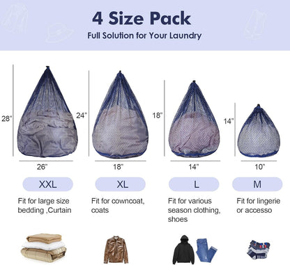 Mesh Laundry Bags Washing Machine Mesh Wash Bags for Clothes,Underwear,Lingerie, Bed Linen with Drawstring Closure Sturdy(4 Size, Yellow)