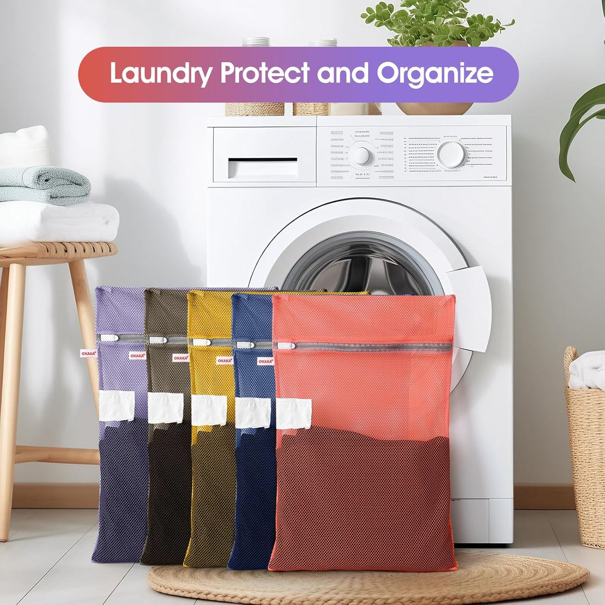 Mesh Laundry Bags Washing Machine Mesh Wash Bags for Clothes,Underwear,Lingerie, Bed Linen with Drawstring Closure Sturdy(4 Size, Yellow)