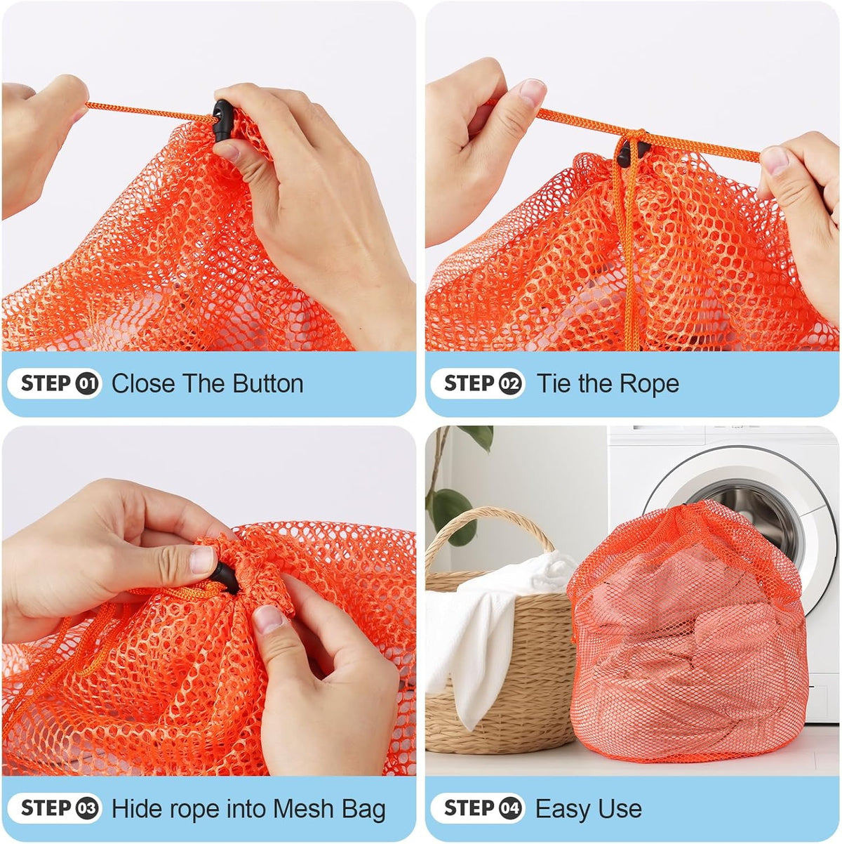 Mesh Laundry Bags Washing Machine Mesh Wash Bags for Clothes,Underwear,Lingerie, Bed Linen with Drawstring Closure Sturdy(4 Size, Yellow)