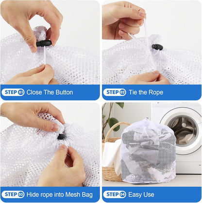 Mesh Laundry Bags Washing Machine Mesh Wash Bags for Clothes,Underwear,Lingerie, Bed Linen with Drawstring Closure Sturdy(4 Size, Yellow)