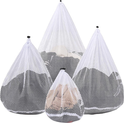 Mesh Laundry Bags Washing Machine Mesh Wash Bags for Clothes,Underwear,Lingerie, Bed Linen with Drawstring Closure Sturdy(4 Size, Yellow)