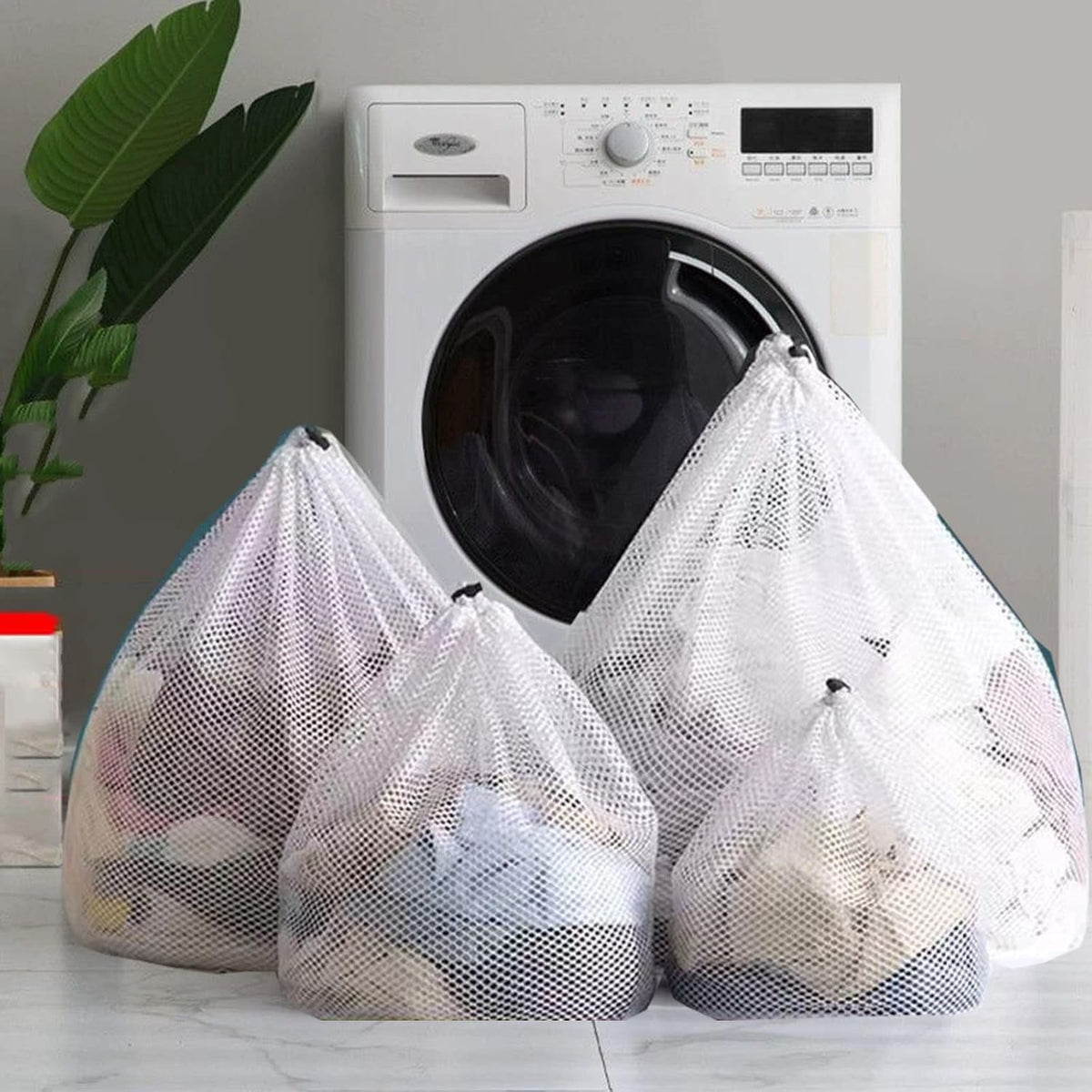 Mesh Laundry Bags Washing Machine Mesh Wash Bags for Clothes,Underwear,Lingerie, Bed Linen with Drawstring Closure Sturdy(4 Size, Yellow)