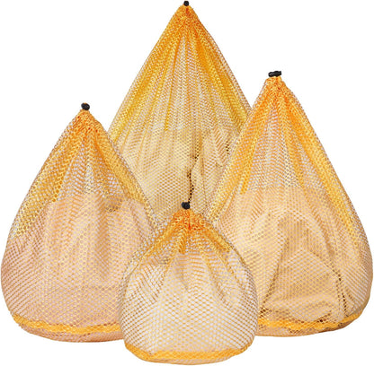 Mesh Laundry Bags Washing Machine Mesh Wash Bags for Clothes,Underwear,Lingerie, Bed Linen with Drawstring Closure Sturdy(4 Size, Yellow)