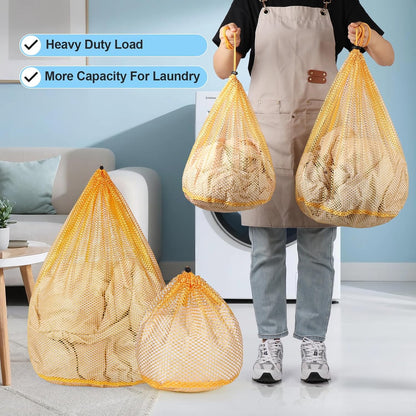 Mesh Laundry Bags Washing Machine Mesh Wash Bags for Clothes,Underwear,Lingerie, Bed Linen with Drawstring Closure Sturdy(4 Size, Yellow)