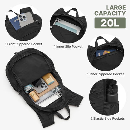 20L Lightweight Packable Hiking Backpack for Women Men | Small Water Resistant Foldable Daypack with Phone Pocket for Travel Camping Outdoor