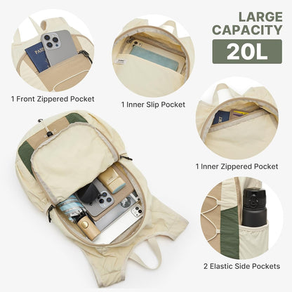 20L Lightweight Packable Hiking Backpack for Women Men | Small Water Resistant Foldable Daypack with Phone Pocket for Travel Camping Outdoor