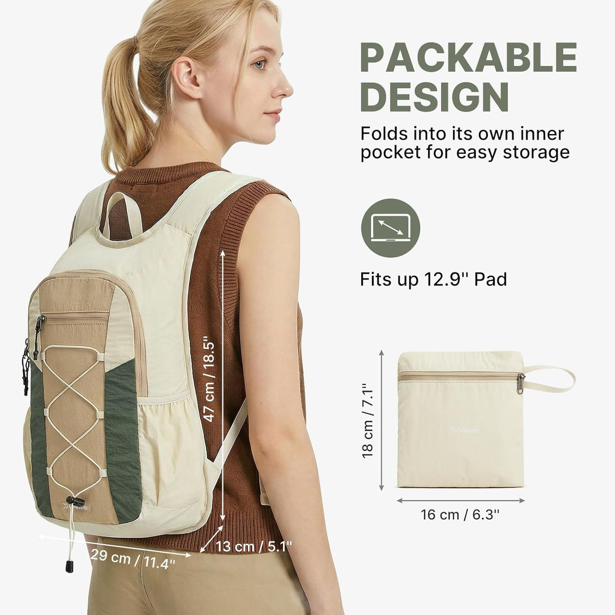 20L Lightweight Packable Hiking Backpack for Women Men | Small Water Resistant Foldable Daypack with Phone Pocket for Travel Camping Outdoor