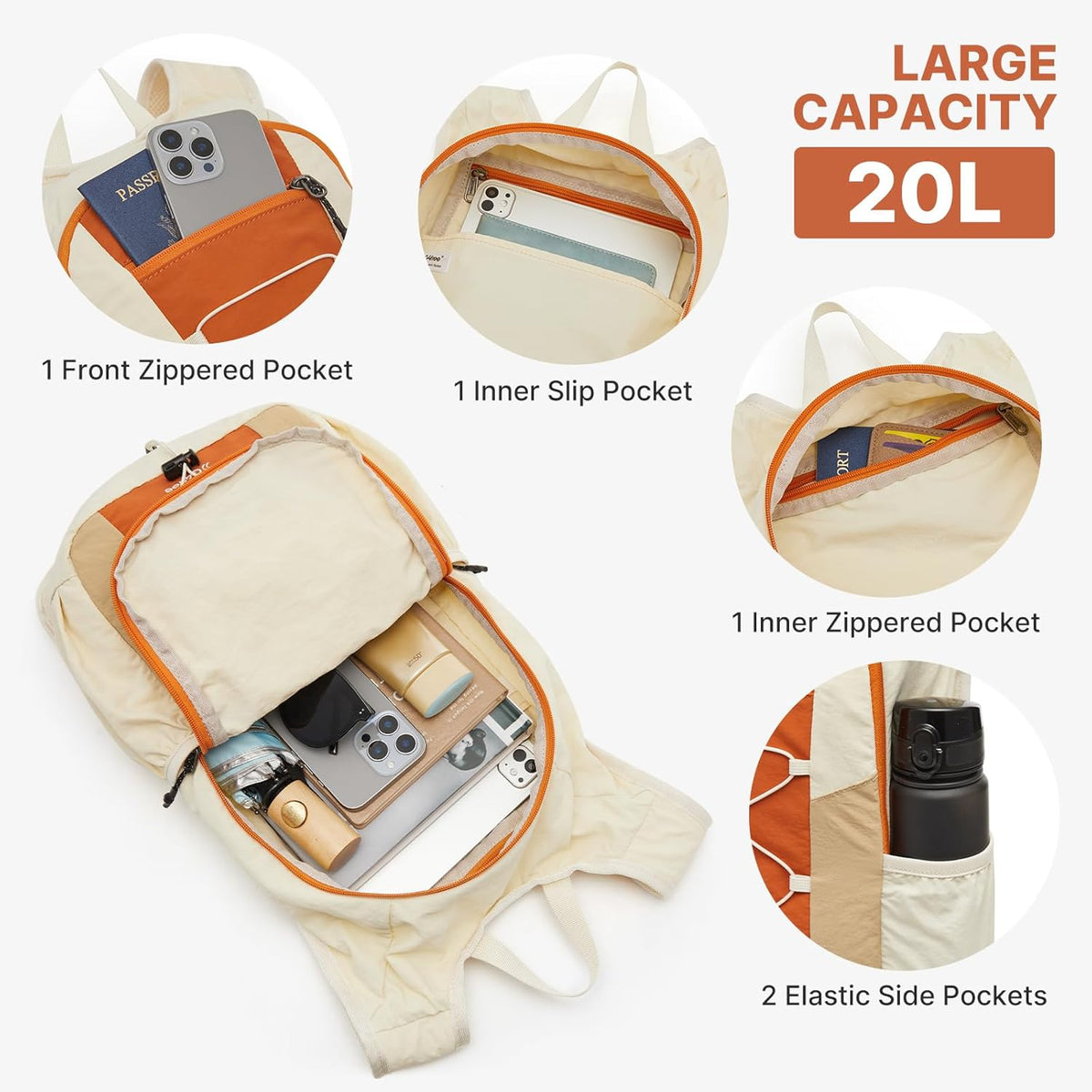 20L Lightweight Packable Hiking Backpack for Women Men | Small Water Resistant Foldable Daypack with Phone Pocket for Travel Camping Outdoor