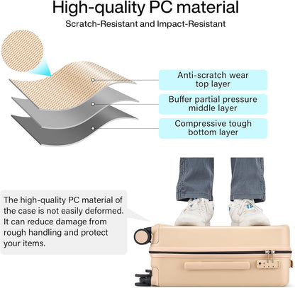 16 Inch Underseat Carry On Luggage, Airline-Approved Hard Shell Small Suitcase with Spinner Wheels, Lightweight Tsa Lock Travel Luggage for Short Trips(Bamboo Green)