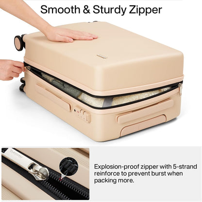 16 Inch Underseat Carry On Luggage, Airline-Approved Hard Shell Small Suitcase with Spinner Wheels, Lightweight Tsa Lock Travel Luggage for Short Trips(Bamboo Green)