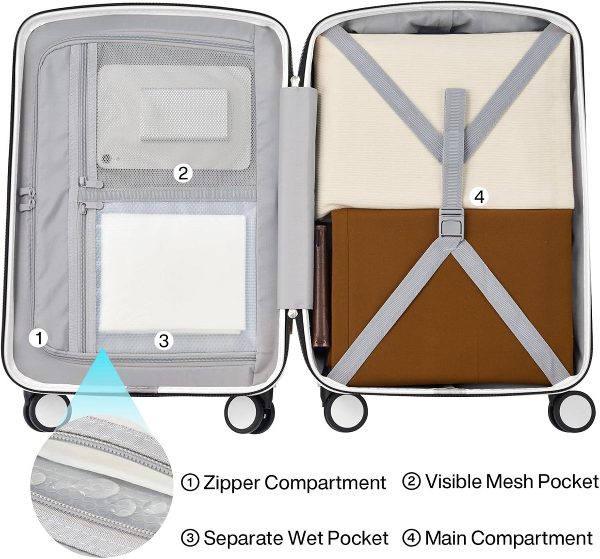 16 Inch Underseat Carry On Luggage, Airline-Approved Hard Shell Small Suitcase with Spinner Wheels, Lightweight Tsa Lock Travel Luggage for Short Trips(Bamboo Green)
