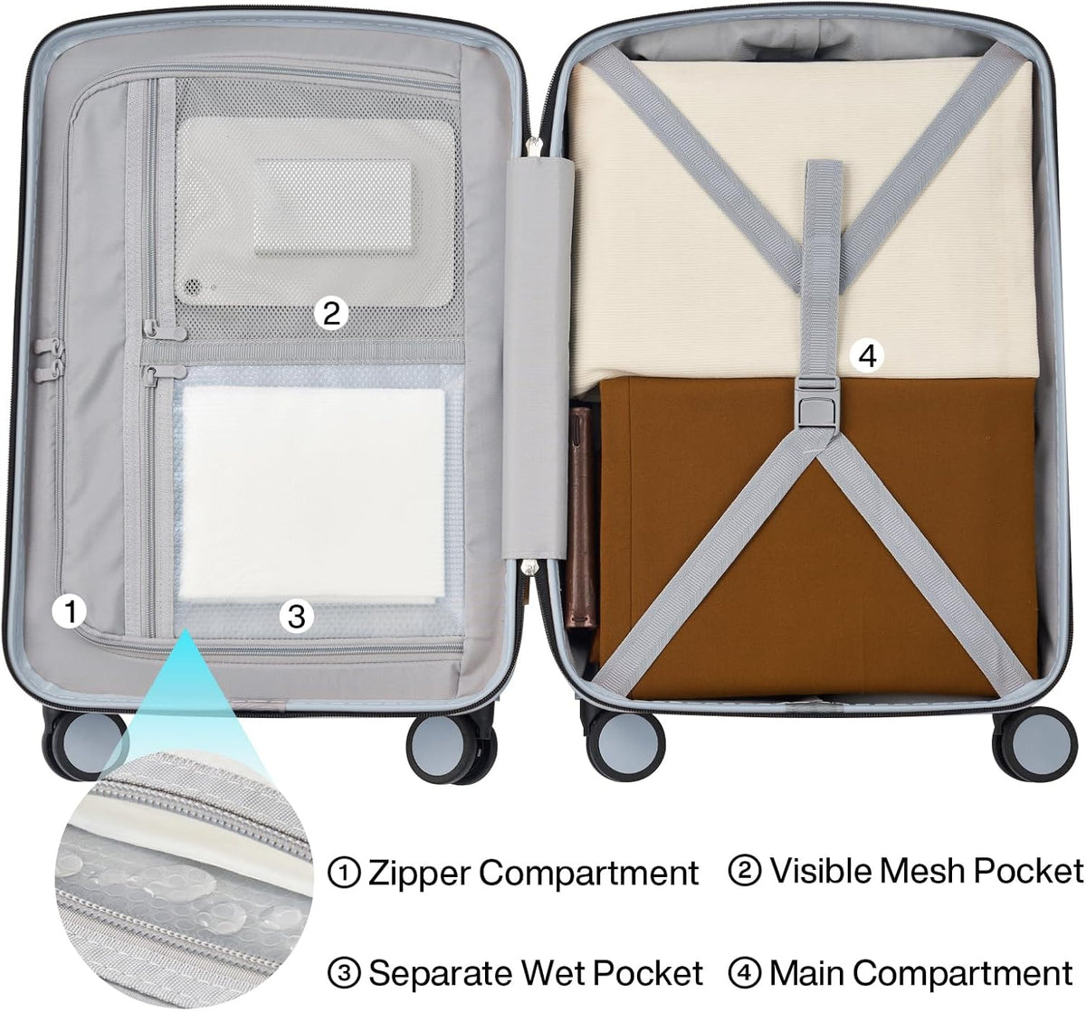 16 Inch Underseat Carry On Luggage, Airline-Approved Hard Shell Small Suitcase with Spinner Wheels, Lightweight Tsa Lock Travel Luggage for Short Trips(Bamboo Green)