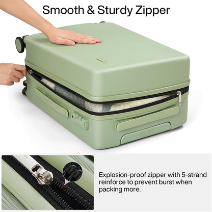 16 Inch Underseat Carry On Luggage, Airline-Approved Hard Shell Small Suitcase with Spinner Wheels, Lightweight Tsa Lock Travel Luggage for Short Trips(Bamboo Green)