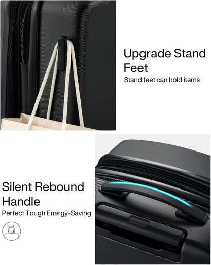 16 Inch Underseat Carry On Luggage, Airline-Approved Hard Shell Small Suitcase with Spinner Wheels, Lightweight Tsa Lock Travel Luggage for Short Trips(Bamboo Green)