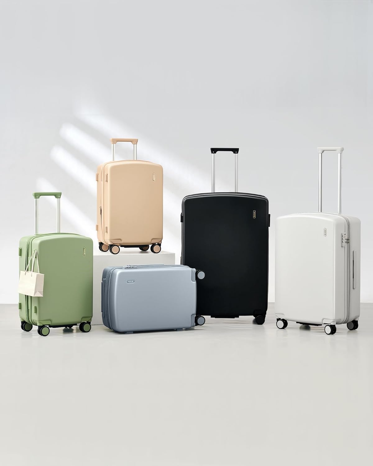 16 Inch Underseat Carry On Luggage, Airline-Approved Hard Shell Small Suitcase with Spinner Wheels, Lightweight Tsa Lock Travel Luggage for Short Trips(Bamboo Green)