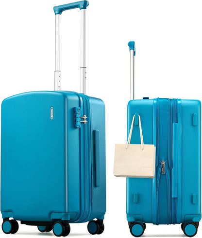 16 Inch Underseat Carry On Luggage, Airline-Approved Hard Shell Small Suitcase with Spinner Wheels, Lightweight Tsa Lock Travel Luggage for Short Trips(Bamboo Green)