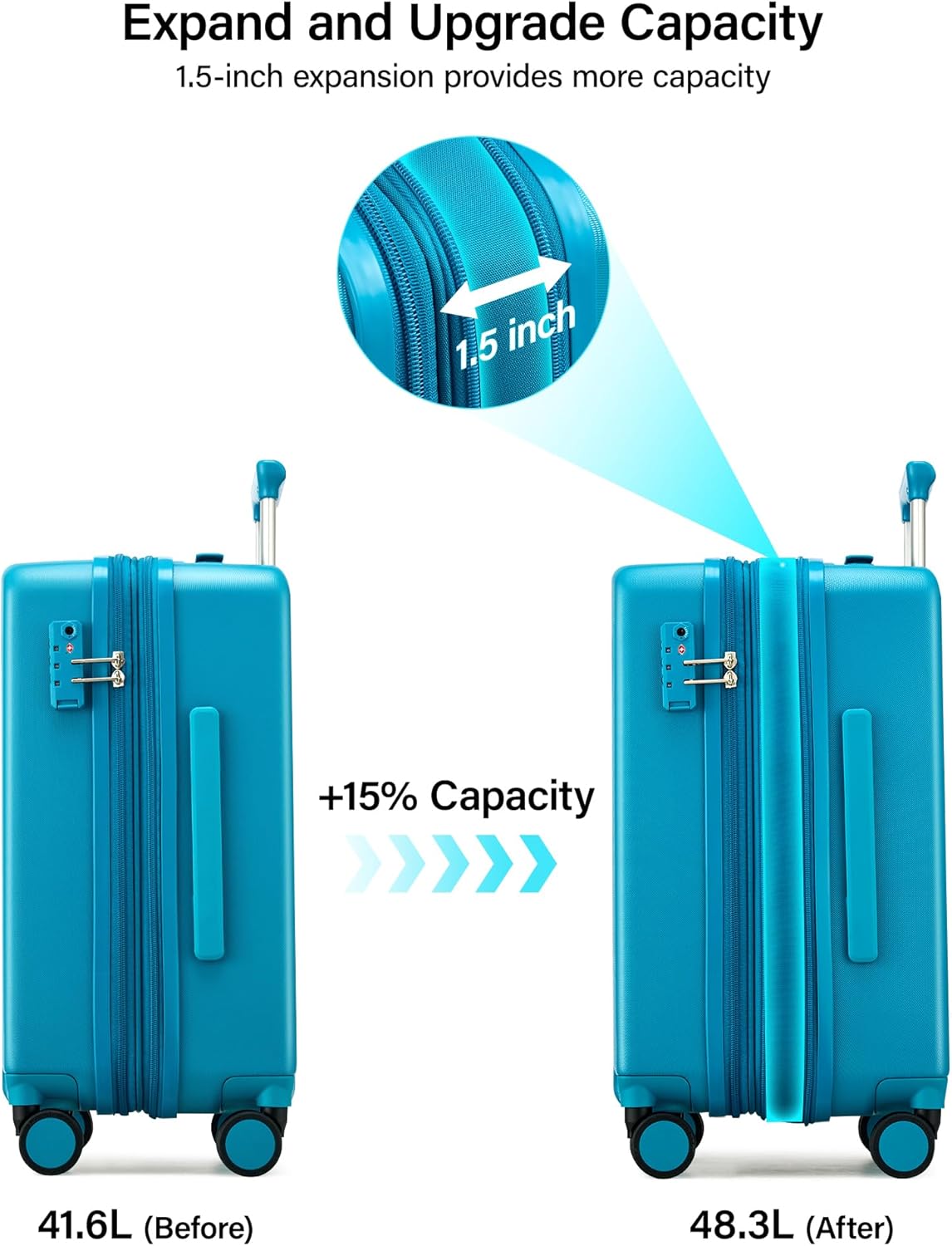 16 Inch Underseat Carry On Luggage, Airline-Approved Hard Shell Small Suitcase with Spinner Wheels, Lightweight Tsa Lock Travel Luggage for Short Trips(Bamboo Green)