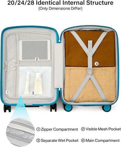 16 Inch Underseat Carry On Luggage, Airline-Approved Hard Shell Small Suitcase with Spinner Wheels, Lightweight Tsa Lock Travel Luggage for Short Trips(Bamboo Green)