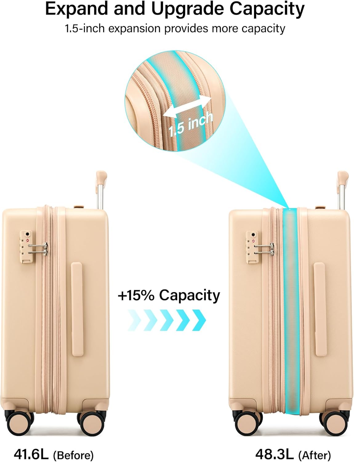 16 Inch Underseat Carry On Luggage, Airline-Approved Hard Shell Small Suitcase with Spinner Wheels, Lightweight Tsa Lock Travel Luggage for Short Trips(Bamboo Green)