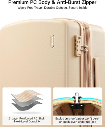 16 Inch Underseat Carry On Luggage, Airline-Approved Hard Shell Small Suitcase with Spinner Wheels, Lightweight Tsa Lock Travel Luggage for Short Trips(Bamboo Green)