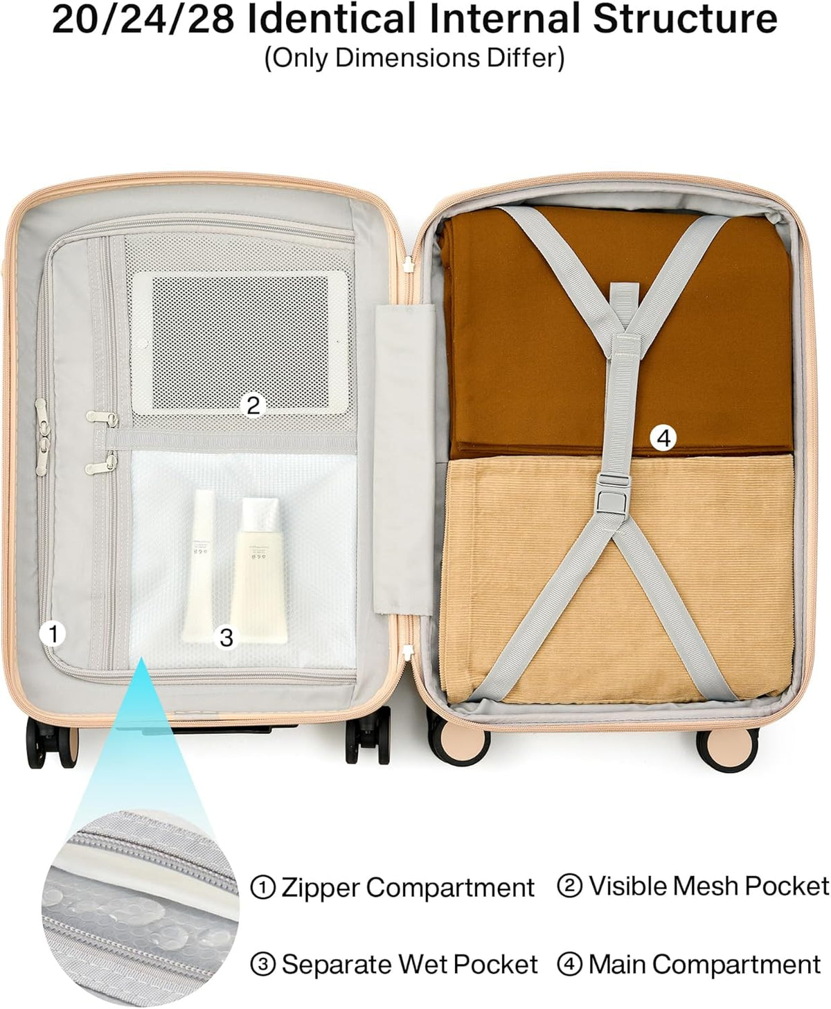 16 Inch Underseat Carry On Luggage, Airline-Approved Hard Shell Small Suitcase with Spinner Wheels, Lightweight Tsa Lock Travel Luggage for Short Trips(Bamboo Green)