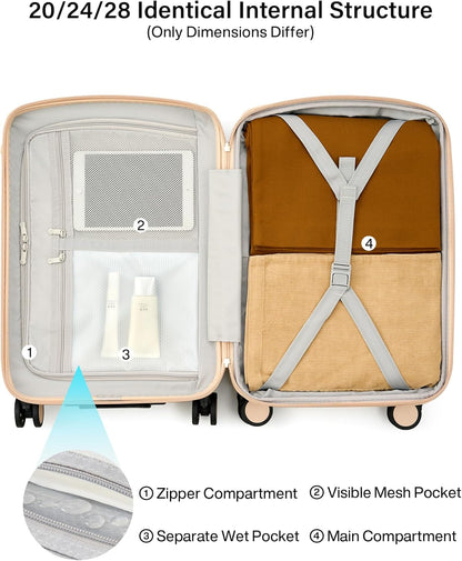 16 Inch Underseat Carry On Luggage, Airline-Approved Hard Shell Small Suitcase with Spinner Wheels, Lightweight Tsa Lock Travel Luggage for Short Trips(Bamboo Green)