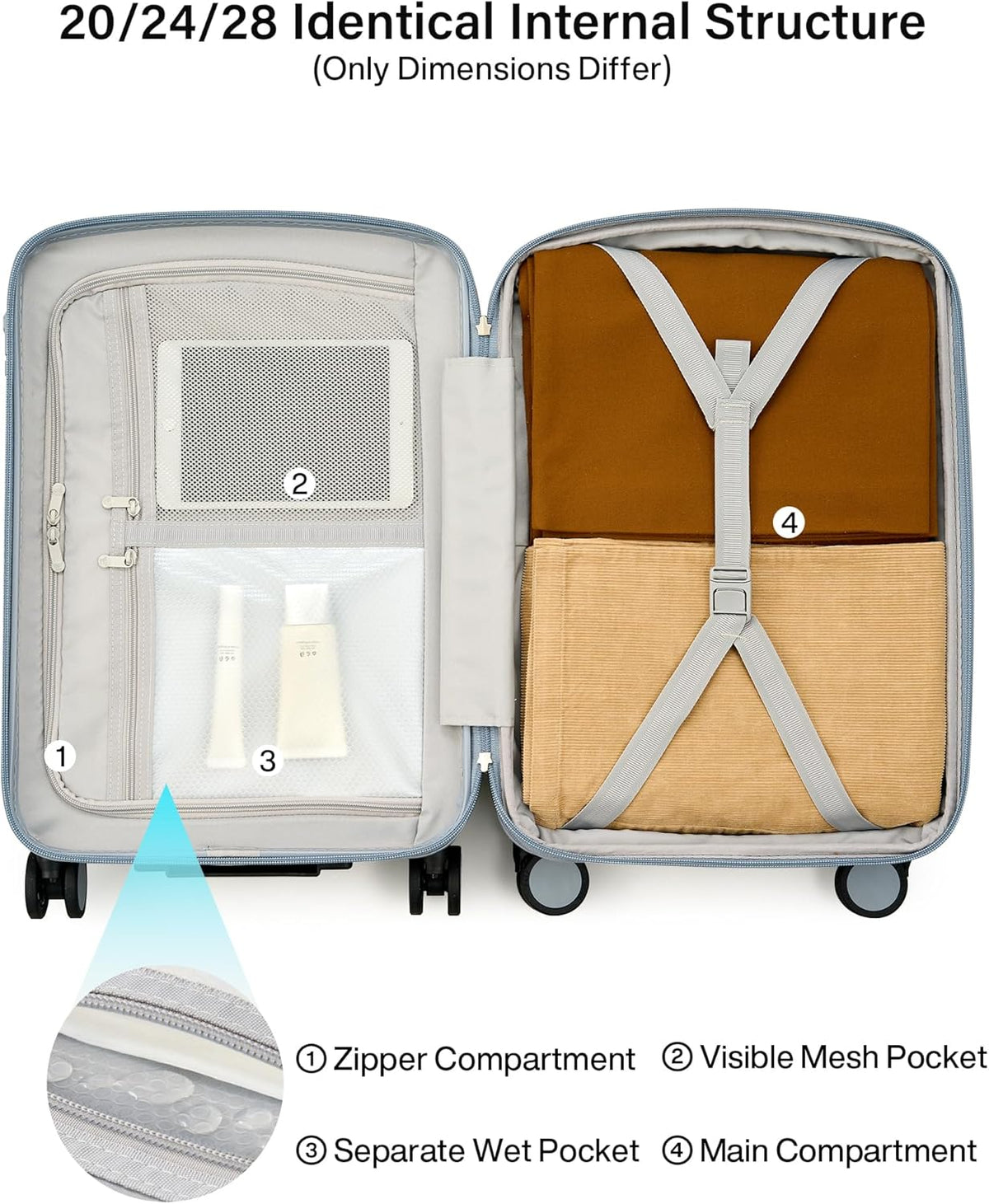 16 Inch Underseat Carry On Luggage, Airline-Approved Hard Shell Small Suitcase with Spinner Wheels, Lightweight Tsa Lock Travel Luggage for Short Trips(Bamboo Green)
