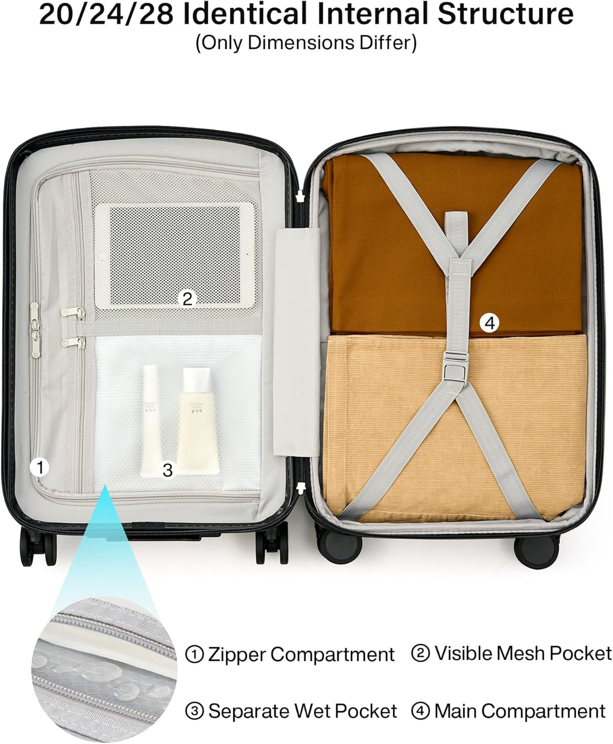 16 Inch Underseat Carry On Luggage, Airline-Approved Hard Shell Small Suitcase with Spinner Wheels, Lightweight Tsa Lock Travel Luggage for Short Trips(Bamboo Green)