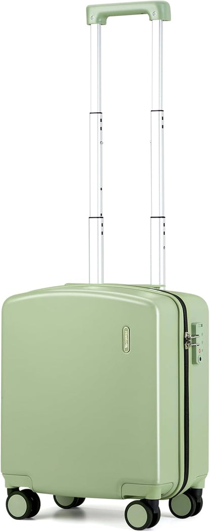 16 Inch Underseat Carry On Luggage, Airline-Approved Hard Shell Small Suitcase with Spinner Wheels, Lightweight Tsa Lock Travel Luggage for Short Trips(Bamboo Green)
