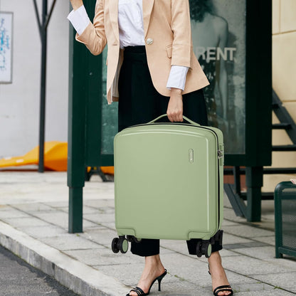 16 Inch Underseat Carry On Luggage, Airline-Approved Hard Shell Small Suitcase with Spinner Wheels, Lightweight Tsa Lock Travel Luggage for Short Trips(Bamboo Green)