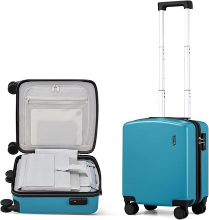 16 Inch Underseat Carry On Luggage, Airline-Approved Hard Shell Small Suitcase with Spinner Wheels, Lightweight Tsa Lock Travel Luggage for Short Trips(Bamboo Green)