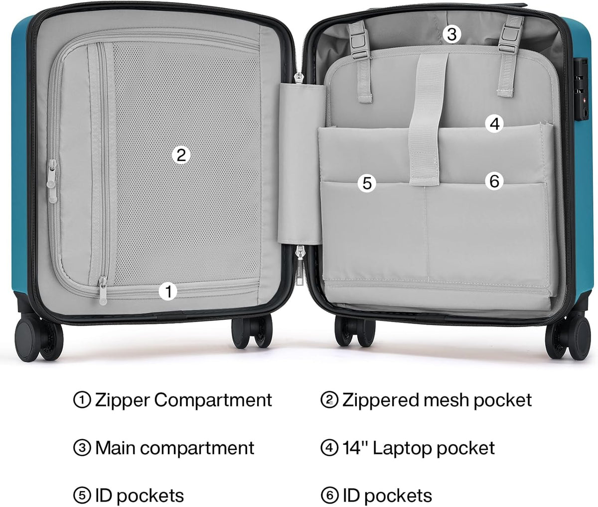 16 Inch Underseat Carry On Luggage, Airline-Approved Hard Shell Small Suitcase with Spinner Wheels, Lightweight Tsa Lock Travel Luggage for Short Trips(Bamboo Green)