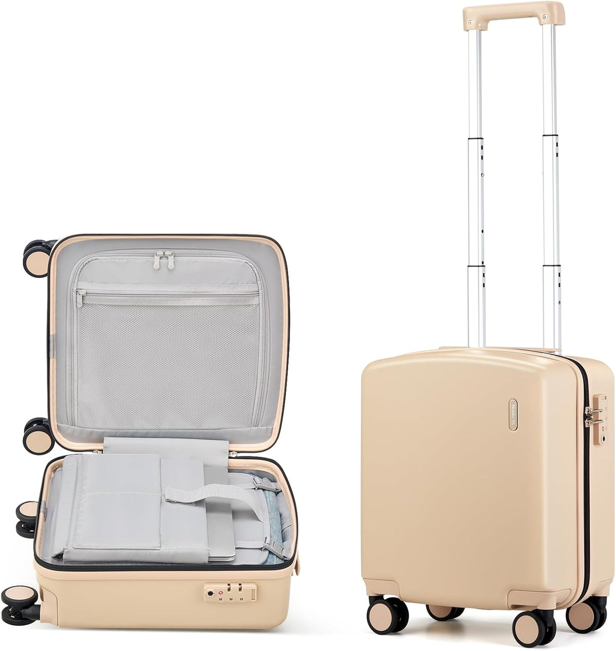 16 Inch Underseat Carry On Luggage, Airline-Approved Hard Shell Small Suitcase with Spinner Wheels, Lightweight Tsa Lock Travel Luggage for Short Trips(Bamboo Green)