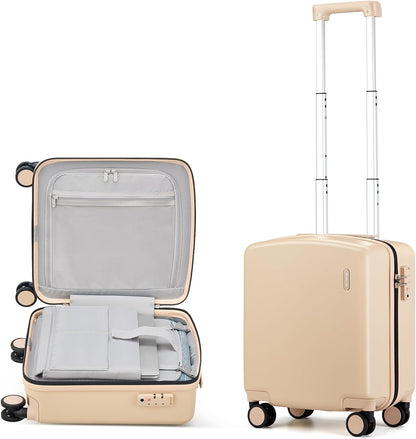 16 Inch Underseat Carry On Luggage, Airline-Approved Hard Shell Small Suitcase with Spinner Wheels, Lightweight Tsa Lock Travel Luggage for Short Trips(Bamboo Green)